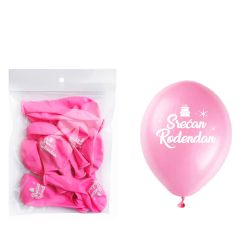 Lateks baloni natpis Srećan rođendan roze 10 komada